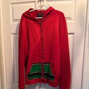Cult of Individuality Red Hoodie with Brass Zipper